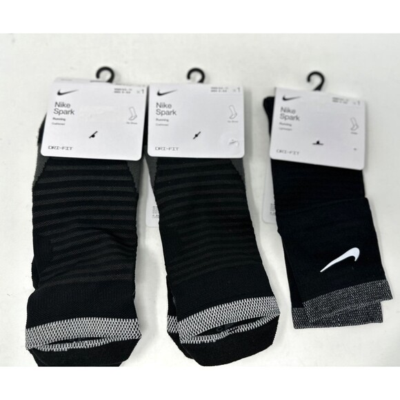 3 Pair Nike Spark Cushioned No show running Dri-fit Socks 8-9.5 black CU7201 010 - Picture 1 of 6